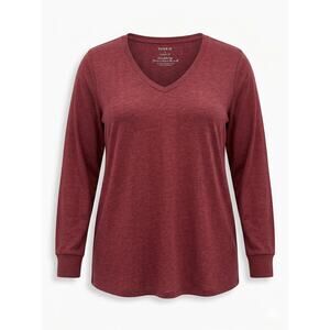 Torrid‎ Womens 3X Minimalist Staple Modest Quiet Luxury V-Neck Long Sleeve Tee